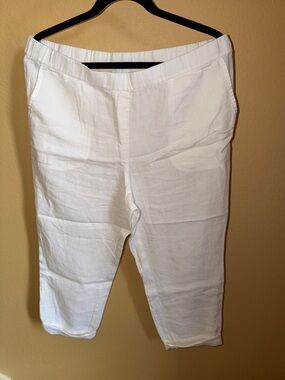 J.Jill Size L, Pure Jill Linen, White Linen Cropped Pants